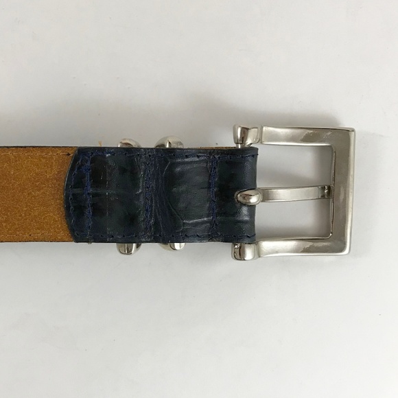 Dark Blue Crocodile Belt with Light Blue Stones - Picture 4 of 4